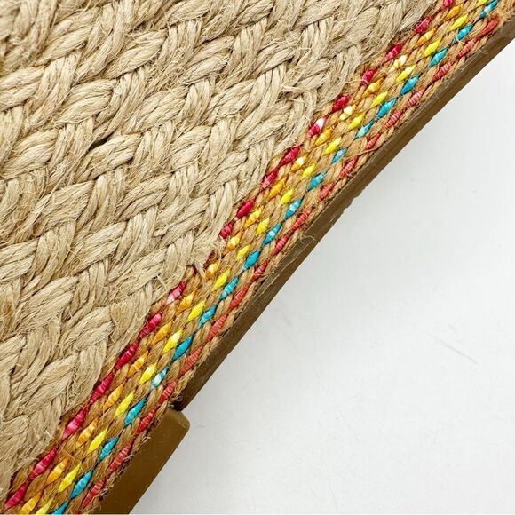 JACK ROGERS Cognac Brown Leather ABBEY Jute Wedge Sandal Colorful Trim Sz‎ 9 - Picture 8 of 15